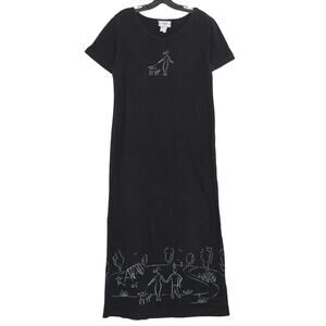 Vintage Dress Academia Romantic Artsy Cottage Minimalist Witchy Maxi Black 12